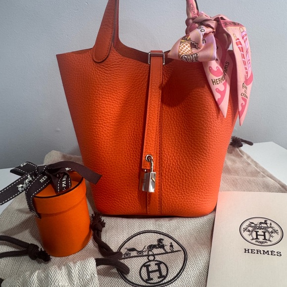 Hermes Picotin 18 with Pink Twilly - Picture 1 of 7